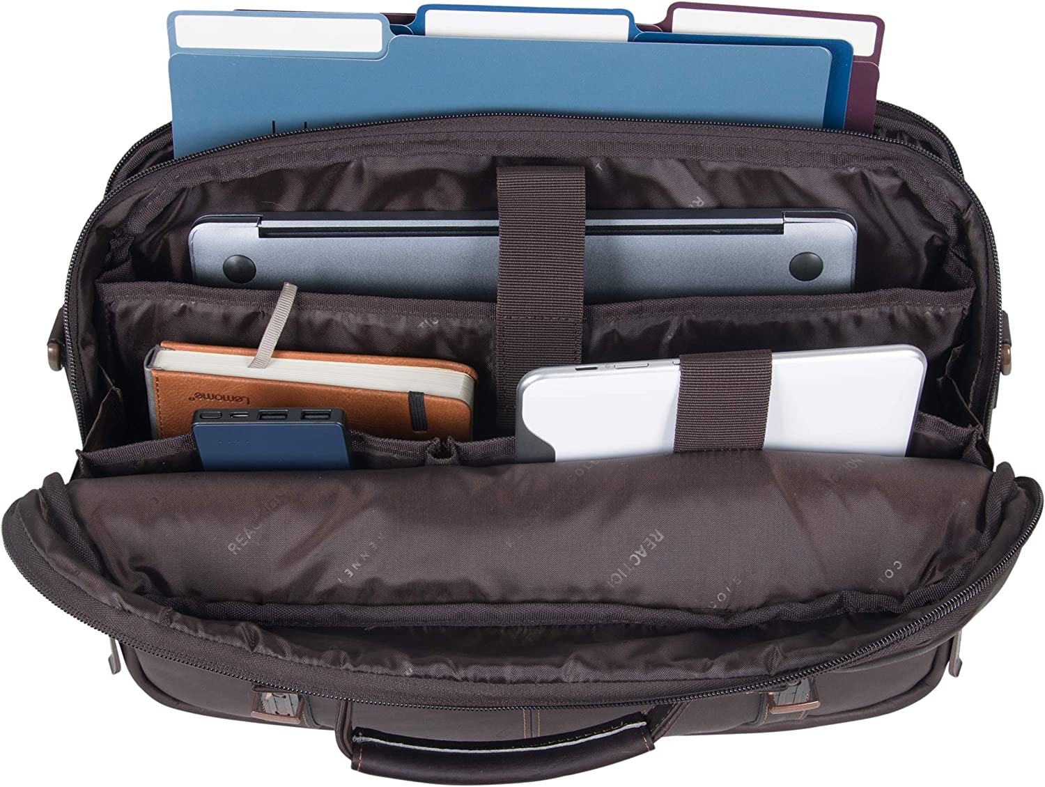 Kenneth Cole Reaction Show Business Full-Grain Colombian Leather Dual Compartment Flapover 15.6-inch Laptop Business Portfolio, Cognac - Image 7